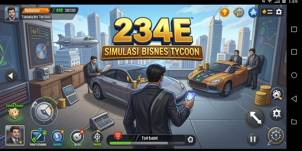 Tampilan gameplay 234E yang menarik dalam simulasi bisnis Tycoon.