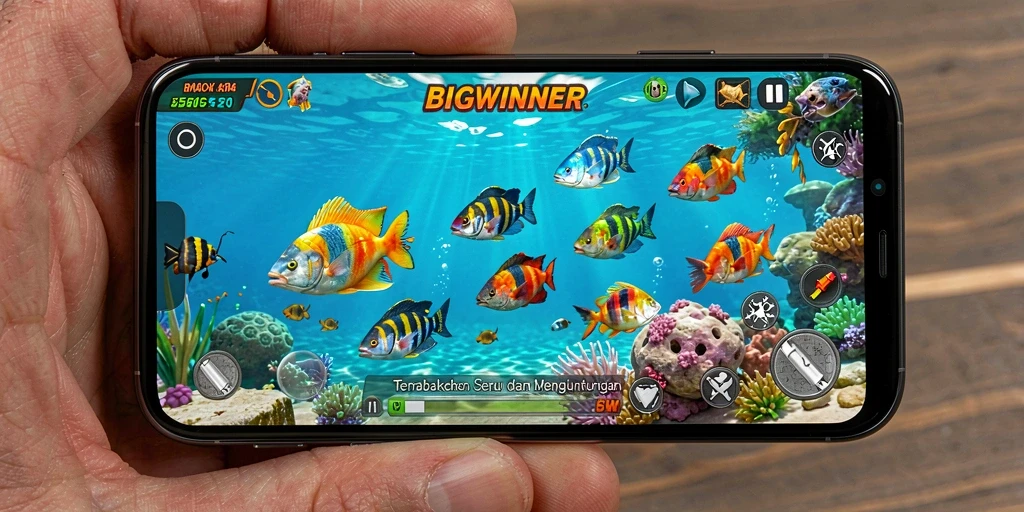 Tampilan gameplay seru dalam game Tembak Ikan BIGWINNER.