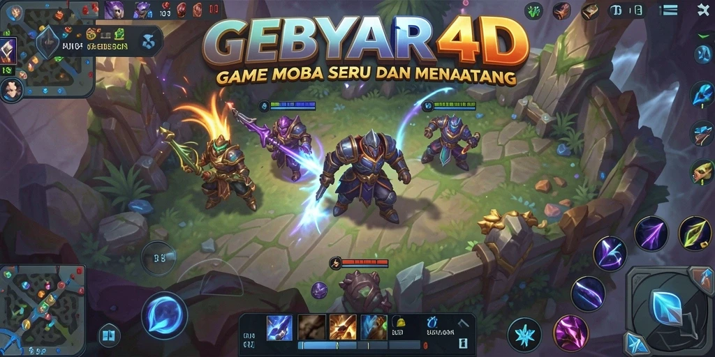 Screenshot GEBYAR4D menampilkan pertarungan seru dalam game MOBA.
