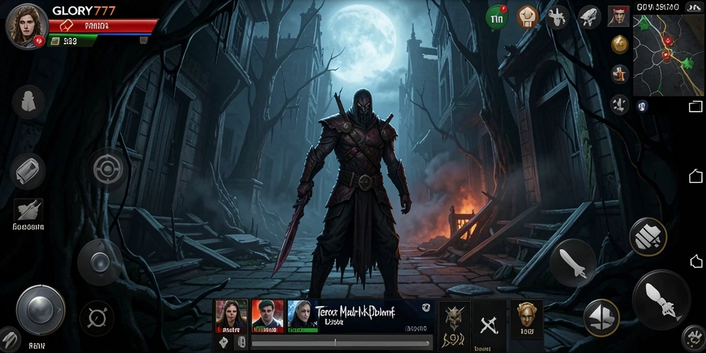 Screenshot utama GLORY777 menampilkan suasana mencekam di dunia horor.