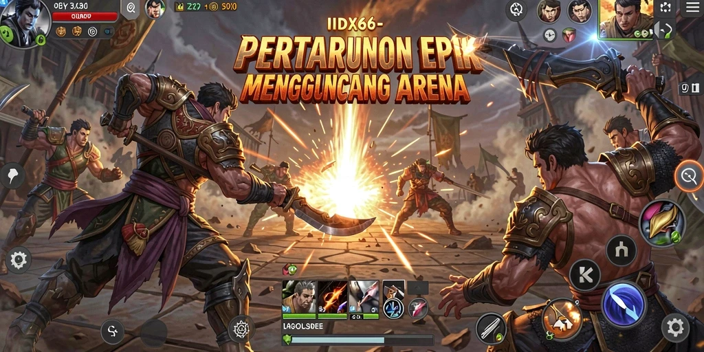 Tangkapan layar gameplay <strong>IDX66</strong> menampilkan pertarungan yang intens dan grafis menawan.