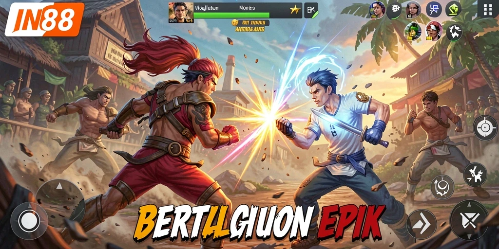 Tangkapan layar gameplay IN88 menunjukkan adrenalin tinggi dalam pertempuran Battle Royale.