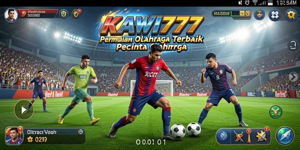 Screenshot utama KAWI777 menampilkan aksi seru dalam permainan olahraga.