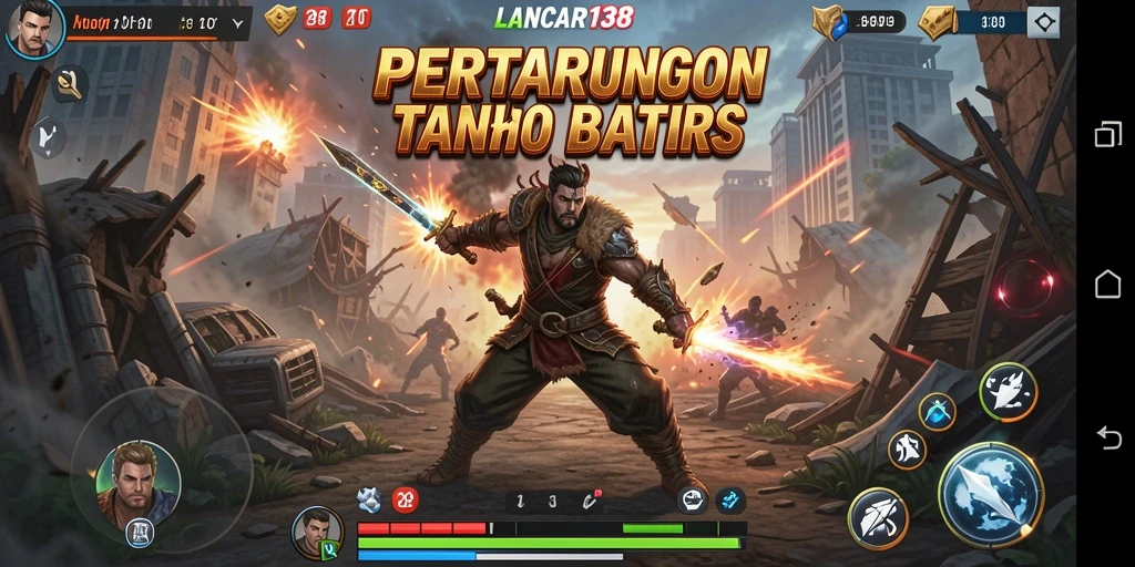 Screenshot gameplay LANCAR138 menampilkan aksi pertarungan yang intens.