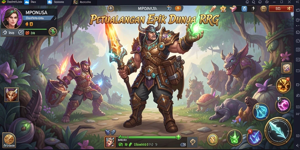 Screenshot gameplay MPONUSA menampilkan aksi seru dalam pertarungan RPG.