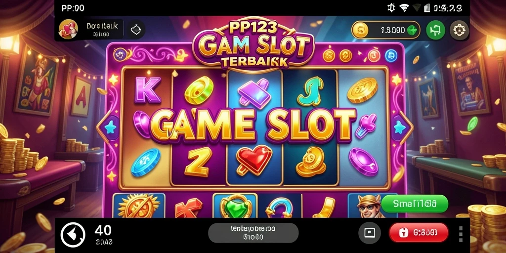 Tangkapan layar gameplay PP123 menampilkan gulungan yang berputar dengan simbol menarik.