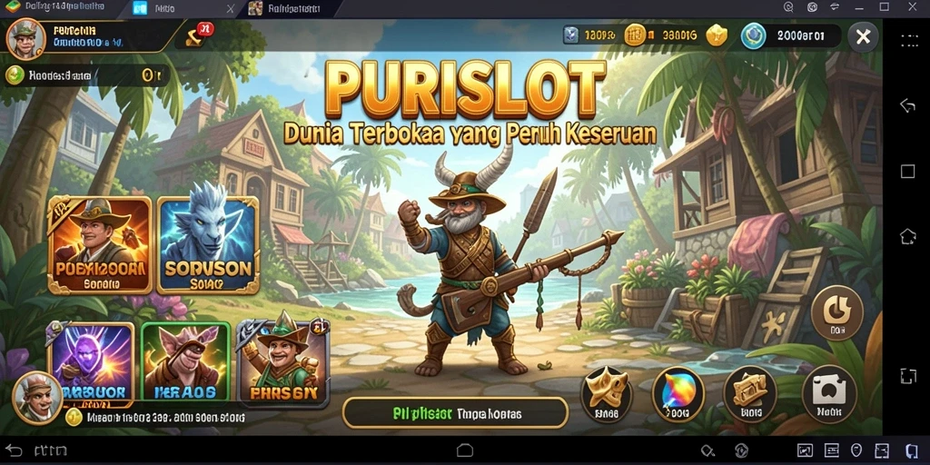 Tampilan gameplay PURISLOT yang memukau dengan dunia terbuka.