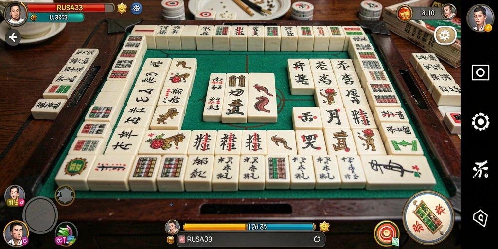 Tampilan gameplay RUSA33 dengan ubin Mahjong yang indah dan menantang.