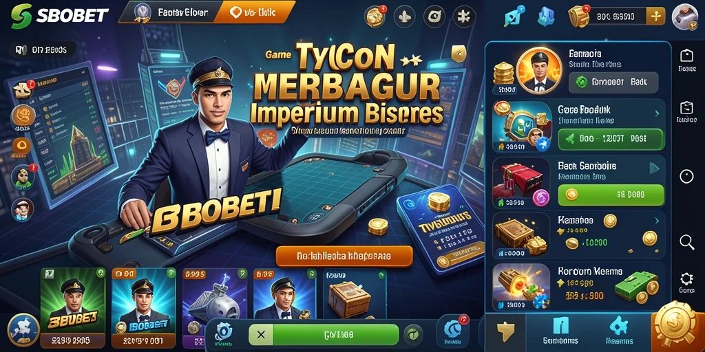 Screenshot gameplay <strong>SBOBET</strong> menampilkan keseruan membangun kerajaan bisnis.