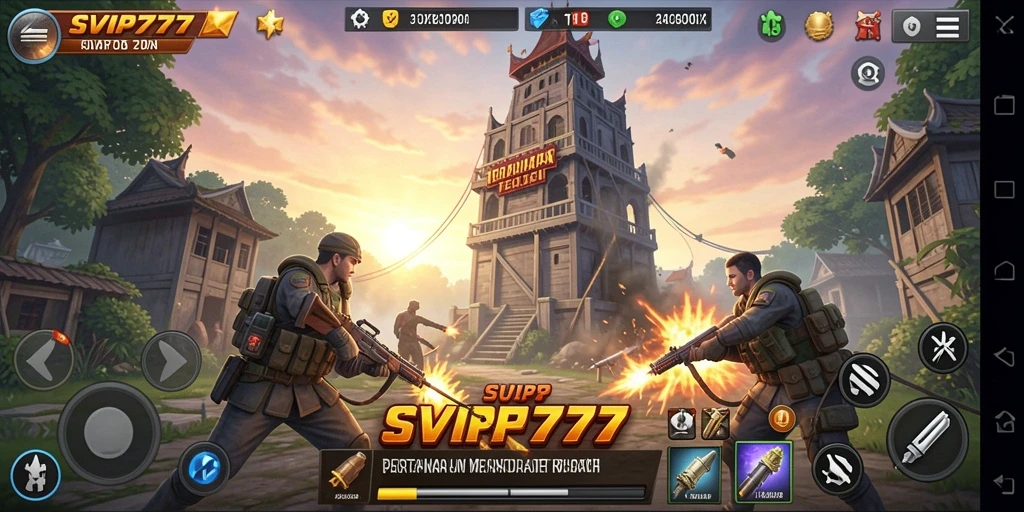 Screenshot gameplay yang menampilkan aksi menara bertahan dari musuh.