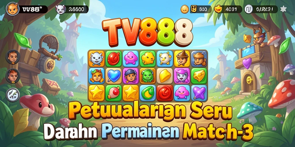 Screenshot TV888 menunjukkan serunya gameplay Match-3 yang memikat.