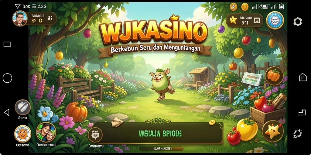 Tampilan gameplay WJKASINO yang menampilkan kebun yang sedang berkembang.
